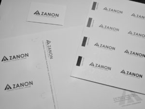 Impression de tous les supports de communication de l'entreprise Zanon. Logo Atelier Ekidna